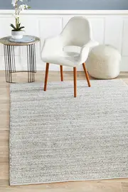 Rug Culture Silver Hand Woven Wool & Viscose Textured Rug