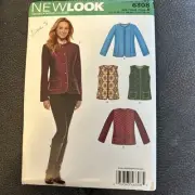 New Look 6308 Plus Size Fitted Vest and Jacket Misses Sz 10 22 Sewing Pattern