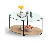 Oval Glass Top Coffee Table