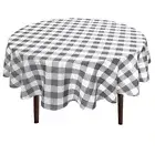 Hiasan Checkered Round Tablecloth 120 Inch - Waterproof Stain and Wrinkle Res...