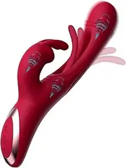 Flapping Rabbit G Spot Vibrator Dildo Sex Toy for Women Clit Stimulator Vibrator Massager with 7 Tongue Slapping 7 Vibration Modes for Vaginal Nipple Anal Stimulation Waterproof Female Adult Sex Toy (Red)
