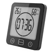 Water-Resistant Digital Bathroom Shower Clock Timer Alarm Temperature Meter Humidity
