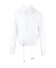 Thom Browne Striped Drawstring Waistband Shirt Jacket 2,3 light blue