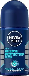 NIVEA MEN Intense Protection Fresh Anti-Perspirant Roll-On Deodorant 50ml | 72-Hour Sweat & Odour Protection | Quick-Dry Formula | With Antibacterial Actives | Fresh & Long-Lasting Fragrance