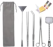 Aquarium Landscape Tools Kits 6 in 1 Anti-Rust Aquatic Plant Aquascaping Tool Stainless Steel Tweezers Scissors Spatula for Aquarium Fish Tank Planted Tank Cleaning Set