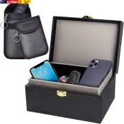 Faraday Box & 2 Dual-Layer Pouches Value Bundle, Car Key Signal Blocker Box, Key