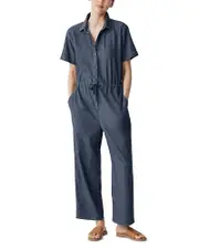 Eileen Fisher Classic Collar Cotton Jumpsuit