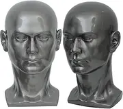 Male Mannequin Head Black Glossy Professional Mannequin Head for Display Hats,Wigs,Glassess,Game Console,Headphone,Mask (Bright Grey)