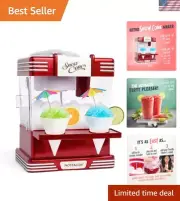Snow Cone Shaved Ice Machine - Retro Table-Top Slushie Machine Makes 20 Icy T...