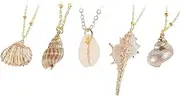 [AGDGV] 5Pcs Shell Necklace Beach Sea Shell Necklaces for Women Natural Seashell Scallop Conch Pendant Necklace Inlaid with Gold Rimmed Ocean Jewelry Adjustable Seashell Jewelry Gifts