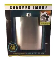 Sharper Image 40 Oz Stainless Steel OVERSIZED FLASK Secure Screw Top New in Box