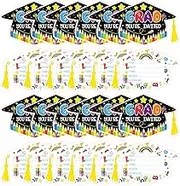 2025 Graduation Invitation Cards - 24X Elementary Graduation Invitations - Hat Shape Congratulation Cards, Announcements Supplies for Events