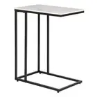 Maypex White Marble C Table and Accent Table with Matte Black Base Compact Shape