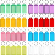40 Pcs Key Tags,Plastic Key Tags with Key Ring and Blank Label Window,Key Chain ID Tags in 8 Assorted Colors for Luggage, Key, Name