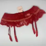 Agent Provocateur Alannah Red Pink Suspender AP4 Large NWT