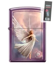 Zippo 68531 Anne Stokes Collection Angel Orb on Purple Lighter + FLINT PACK