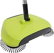 PRETYZOOM Multi Function Floor Sweeper Broom with Dustpan Trash Bin Hand Push Rotating Cleaning Mop for Household Use Green