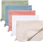 5 Count Muslin Burp Cloths Cotton Burping Rags Large 20 x 10 Inch 6 Layers Spit up Rags Soft Absorbent Multicolor Wash Cloths Diapers(Mixed Colors Series)