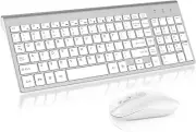 Wireless Keyboard & Mouse Combo Compact Full-Size 2.4G Ultra-Thin Sleek Design f