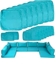 14 Piece Outdoor Patio Cushion Covers Replacement, Waterproof Outdoor Furniture Cushion Covers, Fit 7 Pcs 6 Seater Wicker Rattan Patio Conversation Sofa Set, Lake Blue(Only Cover)