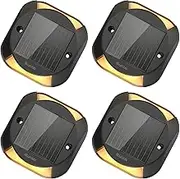 Quntis Solar Decking Lights 4 Pack, Warm White Solar Ground Light IP65 Waterproof, Pressure Resistant 3 Tons Driveway Dusk to Dawn Stair Lights for Lawn Patio Walkways Sidewalk Front Door Driveway