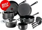 12-Piece Hard Anodized Nonstick Cookware Set, Dishwasher Safe, Black