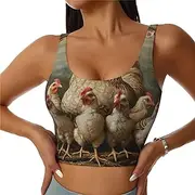 [CADREWY] A Brood of Chickens Print Lightweight Summer to Winter Fashion Women Sports Vest Yoga Workout Vest for Women
