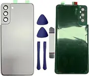 Galaxy S21 Plus Back Glass Cover Replacement with Camera Glass Lens and Tape Parts for Samsung Galaxy S21+ Plus 5G + Tools (Phantom Silver)