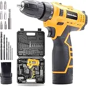 MasterSpec 12V Cordless Drill Driver Screwdriver Accessories with 2 Batteries & Charger