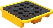 Spill-Proof Tray Oil Tank Spill Tray，Spill Containment Platform, Yellow and Black Polyethylene Plastic Containment Spill Pallet with Flat Top Grating, Warehouses Factory Workshop Leakproof T