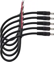 HMHAMA 5PCS DC Power Pigtails Cable Male 5.5 X 2.5mm DC Power Connector Adapter Cable Pigtail Plug Wire DC5525 Extension Cable
