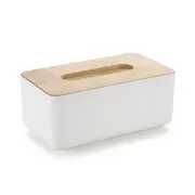 Tissue Box Dispenser Wooden Cover Paper Storage Holder Napkin Case Organizer