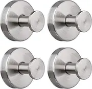 Neknock Suction Cup Hooks for Shower, Towel Hooks for Bathroom Kitchen Glass Mirror Tile, Stainless Steel Suction Hooks for Hanging Towel Coat Loofah Robe up to 15 lbs, 4 Pack (Brushed Nickel)