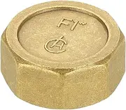 uxcell 1Pcs Brass Hex Head Plug Compression Cap Fitting Stop Valve Cap,1" Hex Thread Pipe Fitting Flare Cap Tubing Ends Sealing Cap with Gasket for Air Conditioner, Water, Gold