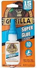 Gorilla Glue Super Glue Liquid, Fast-Setting, Versatile Cyanoacrylate Glue, Anti-Clog Cap, Flow Control Formula, Clear, 15g/0.53oz, (Pack of 1), GG41004