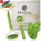 Gua Sha & Jade Roller Facial Massage Set - Anti-Aging, Wrinkle & Puffiness Care