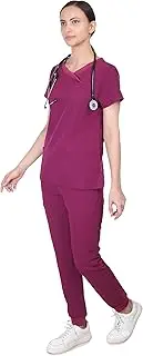 [HYDRISE] Cresta Scrub Medical Uniform Set for Women - Modern V-Neck Top and Yoga Jogger Pants with UltraSoft Strechable Fabric