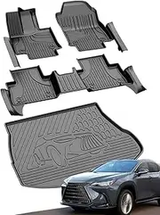 Original Floor Mats & Cargo Liner for 2022-2025 Lexus NX NX250 NX350 NX350h NX450h+ - All Weather Protection TPE Floor Liners with Trunk Mat - Front and Rear Row Car Mats Set NX Accessories Black