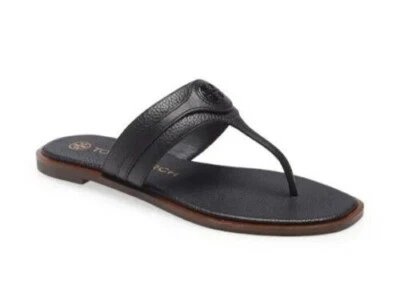 Tory Burch Thong Welt Leather Sandals Flats in Black, Sz 7 NIB!