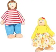 HAWILLOSCH Decorative Doll Family 2pcs Mini Role Play Toys Pp Cotton Fabric Realistic Creative for Boys and Girls' Imaginative Games