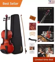 Fiddle Violin Set - Hard Case - Rosin - Shoulder Rest - Bow - Extra Strings