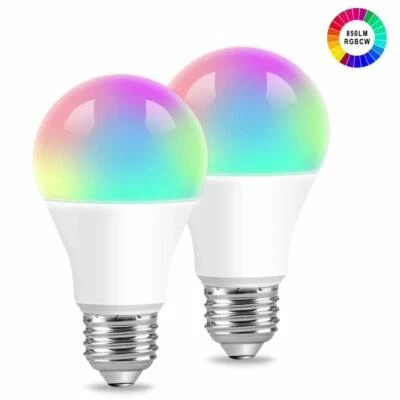 WiFi Smart Light Bulb A21 850LM Dimmable Multicolor LED Smart Bulb Alexa 2 pack