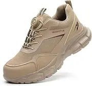 [JAOOUU] Safety Shoes Men's Work Shoes Women Lightweight Breathable with Quick Release Screw Lock Steel Cap Shoes S3 Explorer 3.0 Unisex, 7925 Khaki, 11.5 US