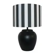 Maine & Crawford Camdyn 43cm Stripe Ceramic Bedside Light Desk Table Lamp Black