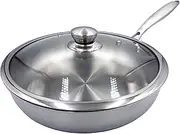 30cm Prime Stainless Steel Deep Frying Pan with Lid, Frypan, Pan, Cookware