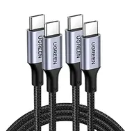 UGREEN 2 Pack 100W USB C to USB C Cable 2M USBC to USBC PD Fast Charging Type C Charger Cable for iPhone 16 Pro Max, MacBook Pro, iPad Pro, Dell, Matebook, Chromebook, Pixel, Galaxy S25 S24, Switch