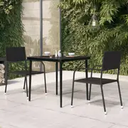 Garden Dining Table Black 80x80x74 cm Steel and Glass vidaXL