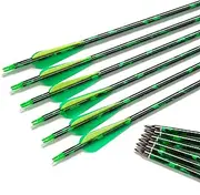 TOPARCHERY Arrows 30 inch Carbon Arrow Archery Hunting Target Practice Arrows for Recurve Bow Compound Bow Long Bow Camouflage