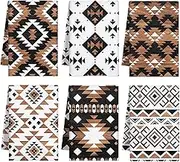 Breling Set of 6 Western Aztec Kitchen Towels Vintage Themed Dish Towel Bathroom Decorative Rustic Cloths for Kitchen Bathroom Home Cooking Housewarming Gifts, 14 x 21 Inch