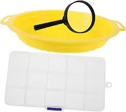 KITANDOVE 1 Set Portable Gold Panning Sieve Pan with Magnifier for Efficient Outdoor Mining Multi Function Mesh Tool for Soil Screening and Gold Extraction Durable Construction
